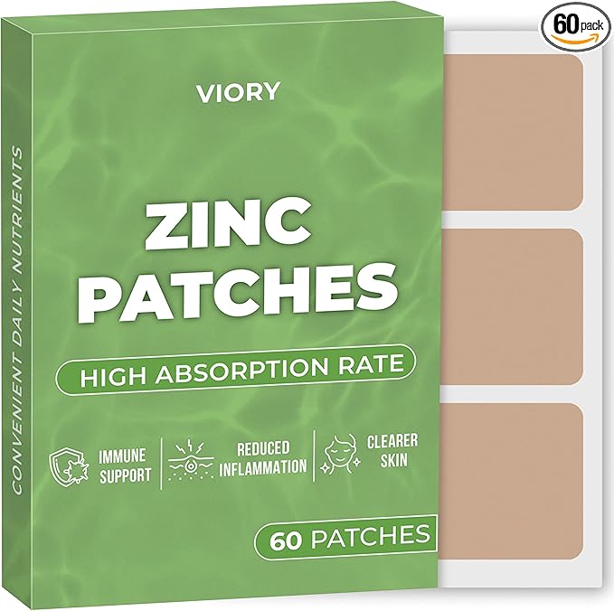 Zinc Patches (Pack of 60) - 100% Natural Patch for Women and Men - Immune & Body Support - Enhanced Formula
