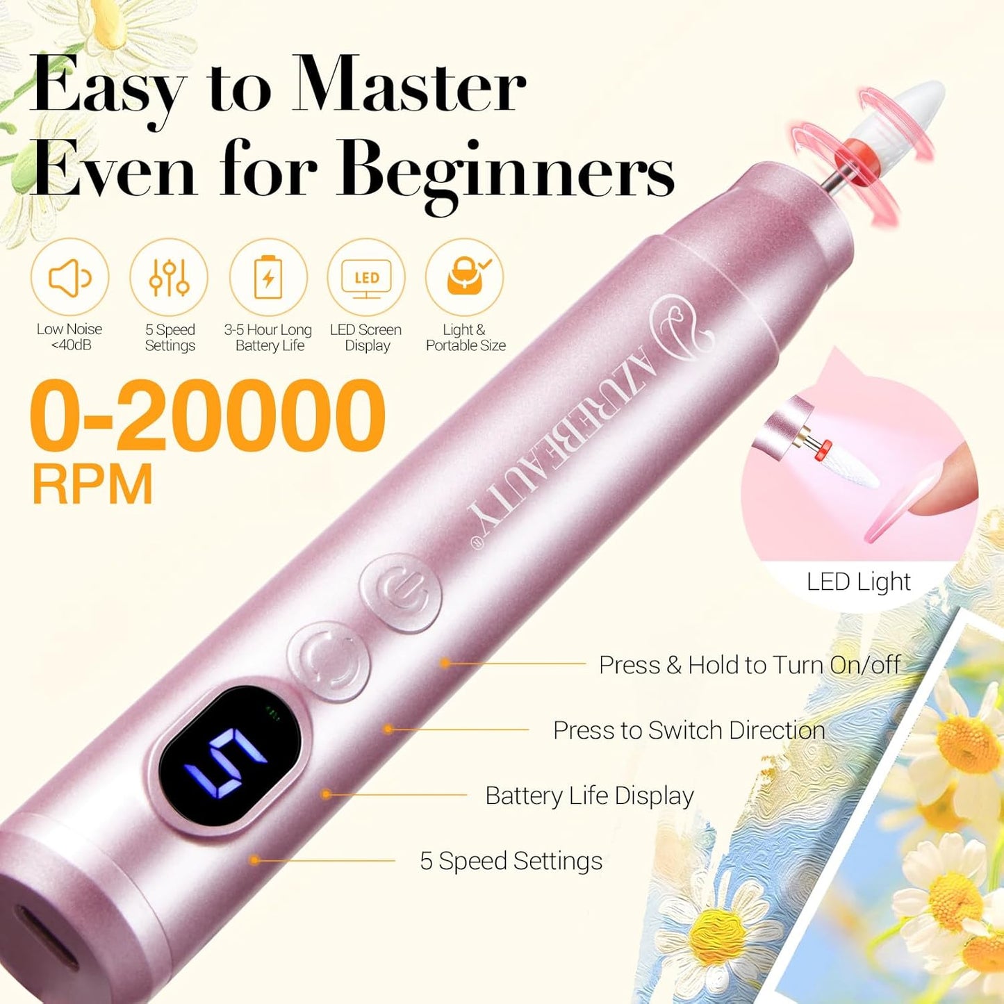 AZUREBEAUTY Dip Powder Nail Kit with Electric Nail Drill 24 Colors Bright Green Pink Orange Nail Starter Kit with Dip Liquids Base Top Coat Activator Portable Manicure French Nail Art Essential Set