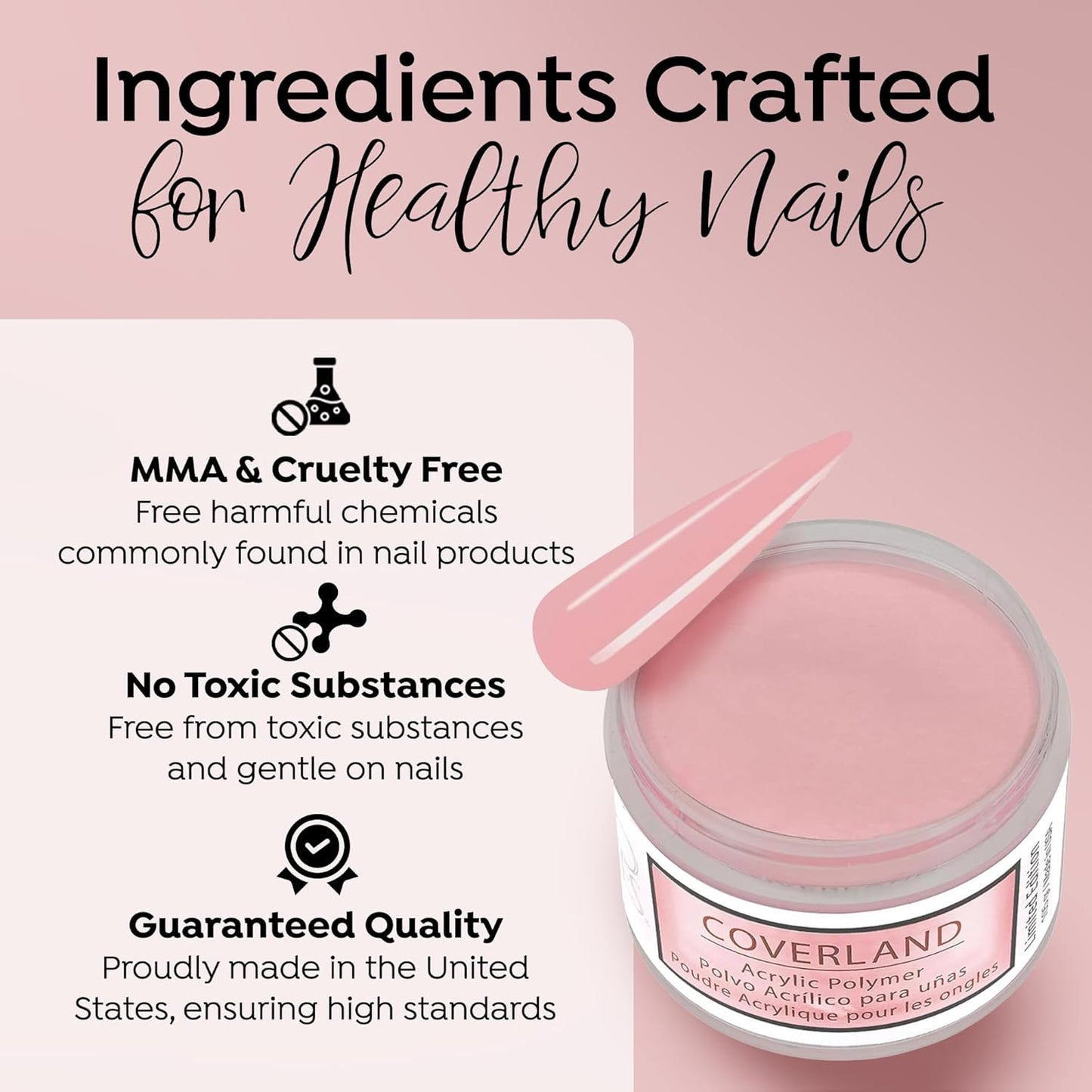 Tones Coverland Acrylic Nail Powder "Millennial Pink" - Limited Edition Acrylic Powder for Nail Design, Sculpting, and Masking Nail Bed Imperfections - Professional Acrylic Nail Supplies - (1.5 Oz)