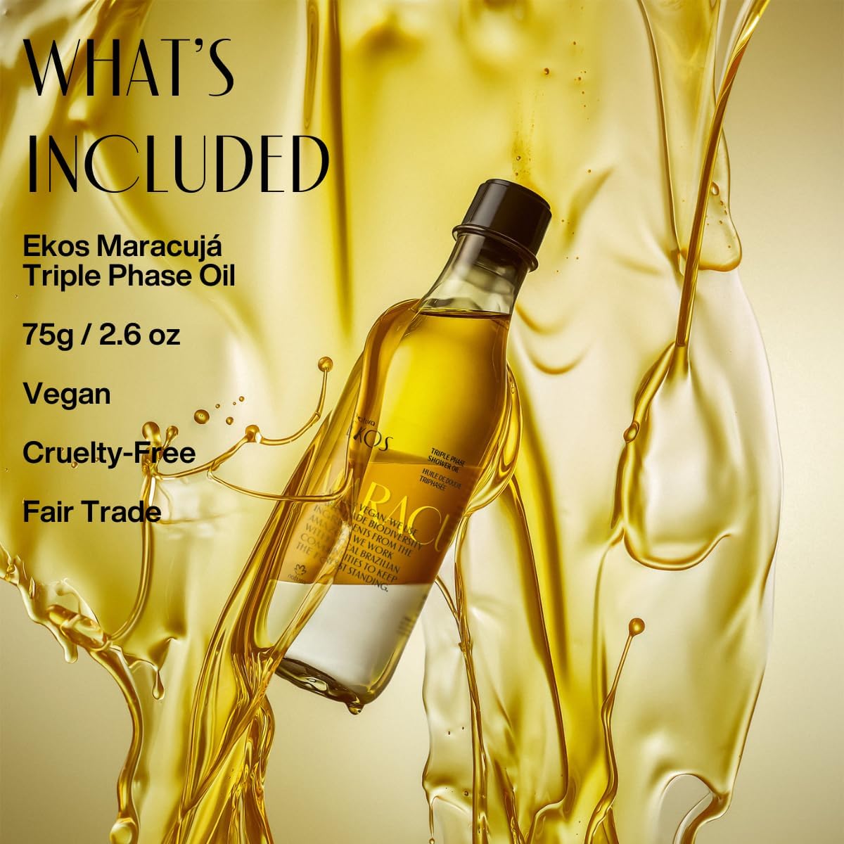 NATURA - Ekos Maracujá Triple Phase Shower Oil - Calming In-Shower or Bath Oil - Scented - Skin Moisturizer - Vegan Skin Care - Brazilian Beauty Secrets - Self Care - 6.7 fl oz (200ml)