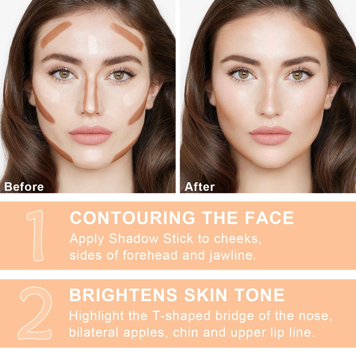 6 Colors Cream Contour Stick Makeup Kit,Shades with Highlighter and Blush Bronzer Contour Stick for Sculpt the Cheeks,Long Lasting,Waterproof,Matte & Dewy Finish for Woman (SET B)