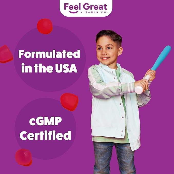 Feel Great Kids Calm Magnesium Gummies - Magnesium Supplement for Children - Magnesium Citrate Gummies - 60 Count