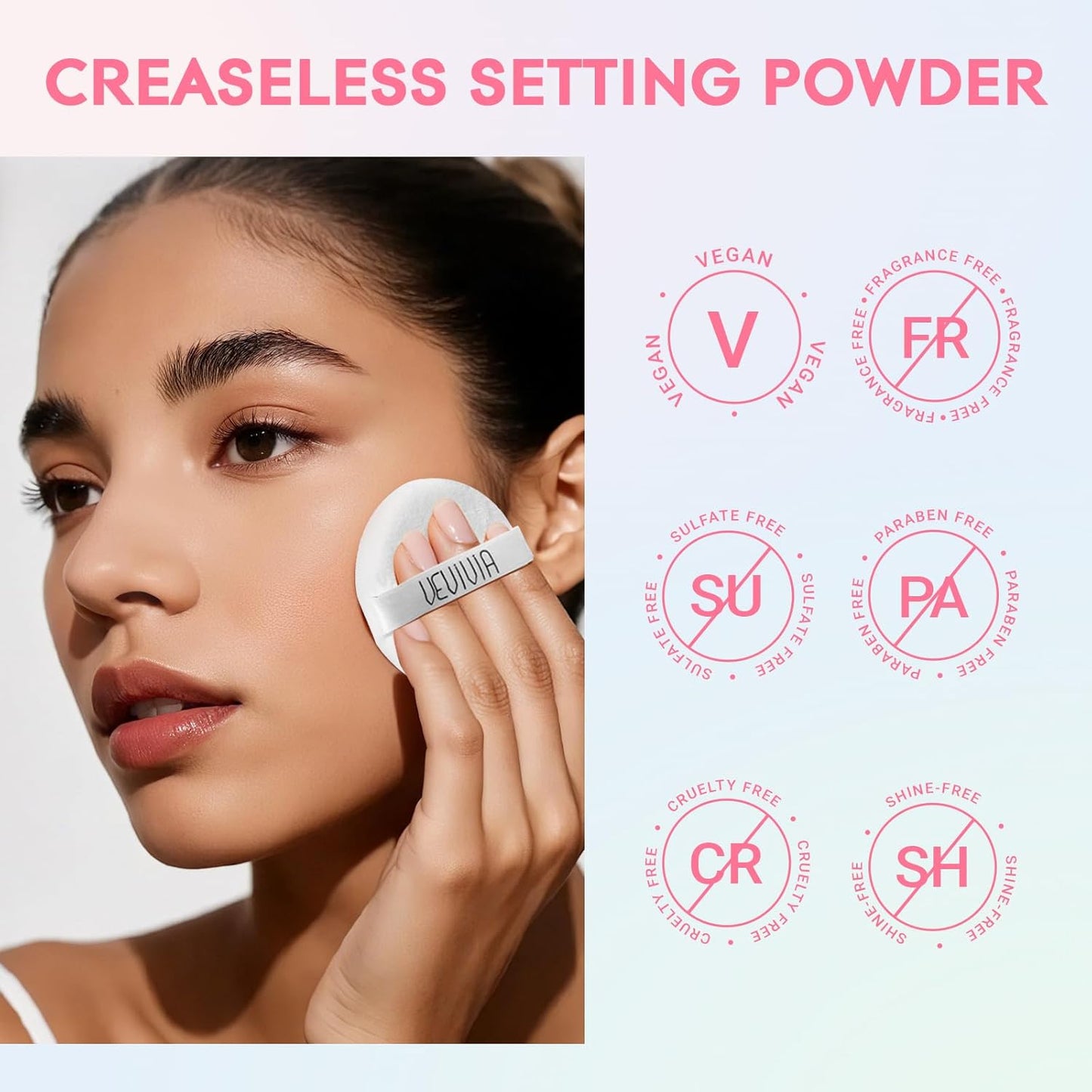 Vevivia Setting Powder - Creaseless Face Powder, Long Lasting Loose Powder Makeup with Blurring and Natural Finish, Loose Setting Powder for All Skin Types, Shine Control, Up to 24 Wear, Translucent