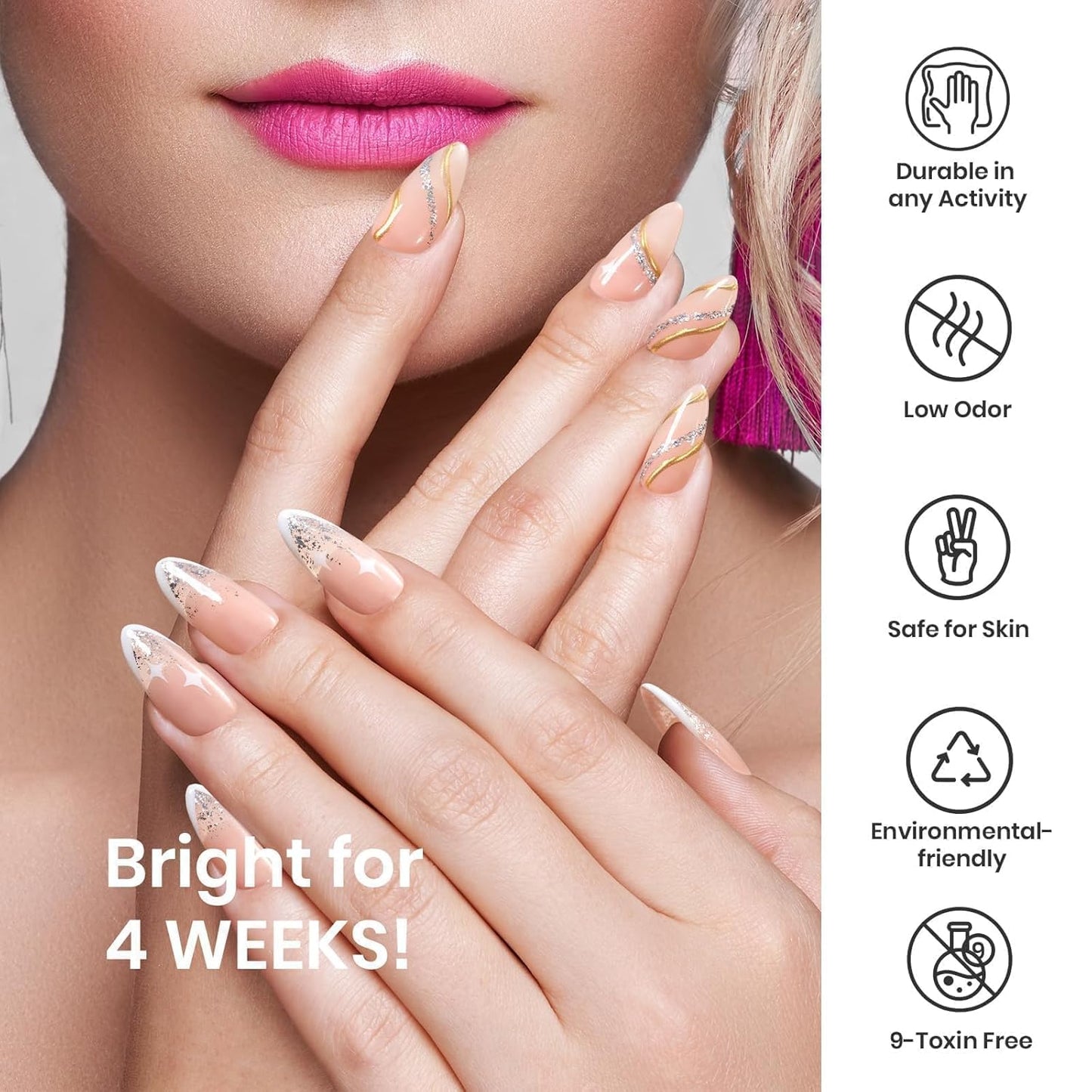 beetles Gel Polish Silver Glitter Gel Polish 1pcs 7ml Reflective Silver Glitter Liner Gel Polish for Gel Art Paint Sparkly Shiny Gel Nail Polish Liner for Women