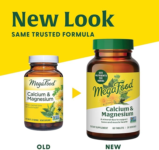 MegaFood Calcium Magnesium Supplement - with fermented Magnesium Glycinate - Supports Bone Health & Heart Health - Calcium & Magnesium Supplement for Men & Women - Non-GMO - 90 Tabs (30 Servings)