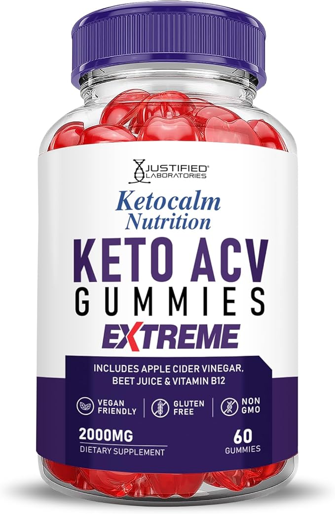 (2 Pack) Ketocalm Nutrition Keto ACV Gummies Extreme 2000MG Keto Calm Nutrition Keto Gummies Apple Cider Vinegar Formulated with Pomegranate Beet Juice Powder B12 Vegan Non GMO 120 Gummys