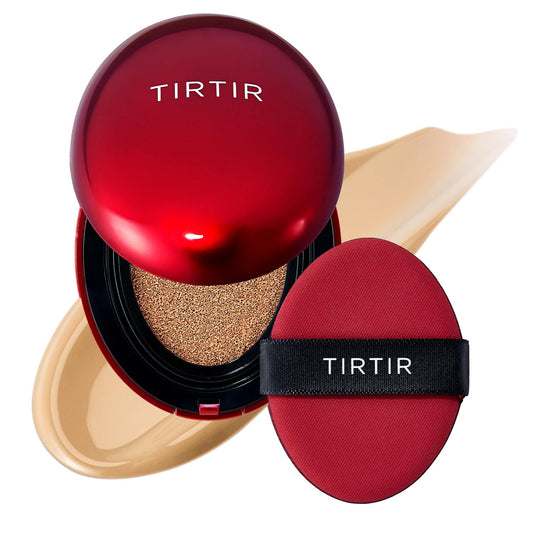 TIRTIR Mask Fit Red Cushion Foundation | Full coverage, Weightless, Skin fit, Satin Glow Finish, Korean Makeup BB Foundation, beauty, Tattoo cover up, Buildable (#28N Oat, 0.63 Fl Oz)