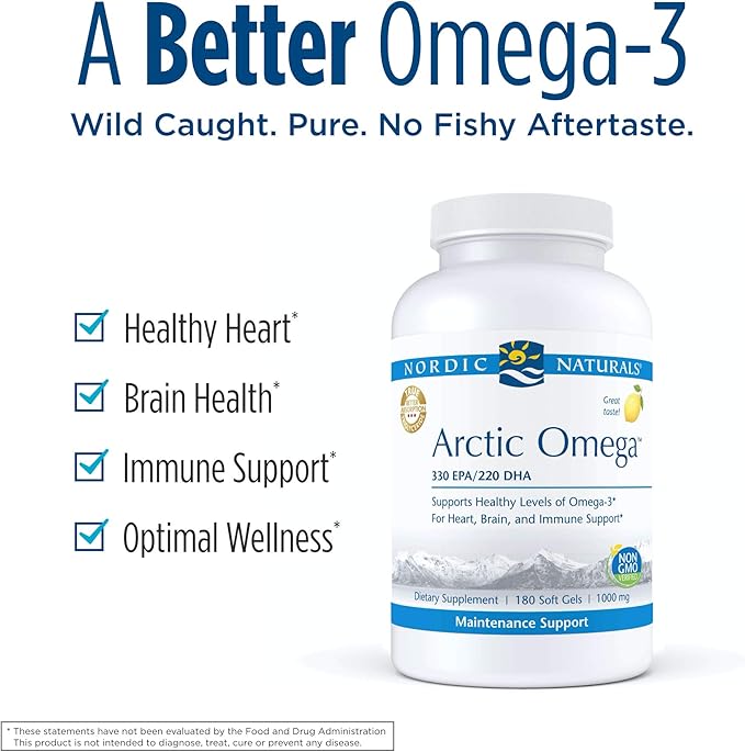 Nordic Naturals Arctic Omega, Lemon Flavor - 690 mg Omega-3-180 Soft Gels - Fish Oil - EPA & DHA - Immune Support, Brain & Heart Health, Optimal Wellness - Non-GMO - 90 Servings