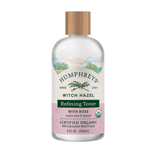 Humphreys Witch Hazel Refining Toner | Wild Harvested Witch Hazel & Rose | USDA Organic | Natural | Soothing & Clarifying | 8 Fl Oz