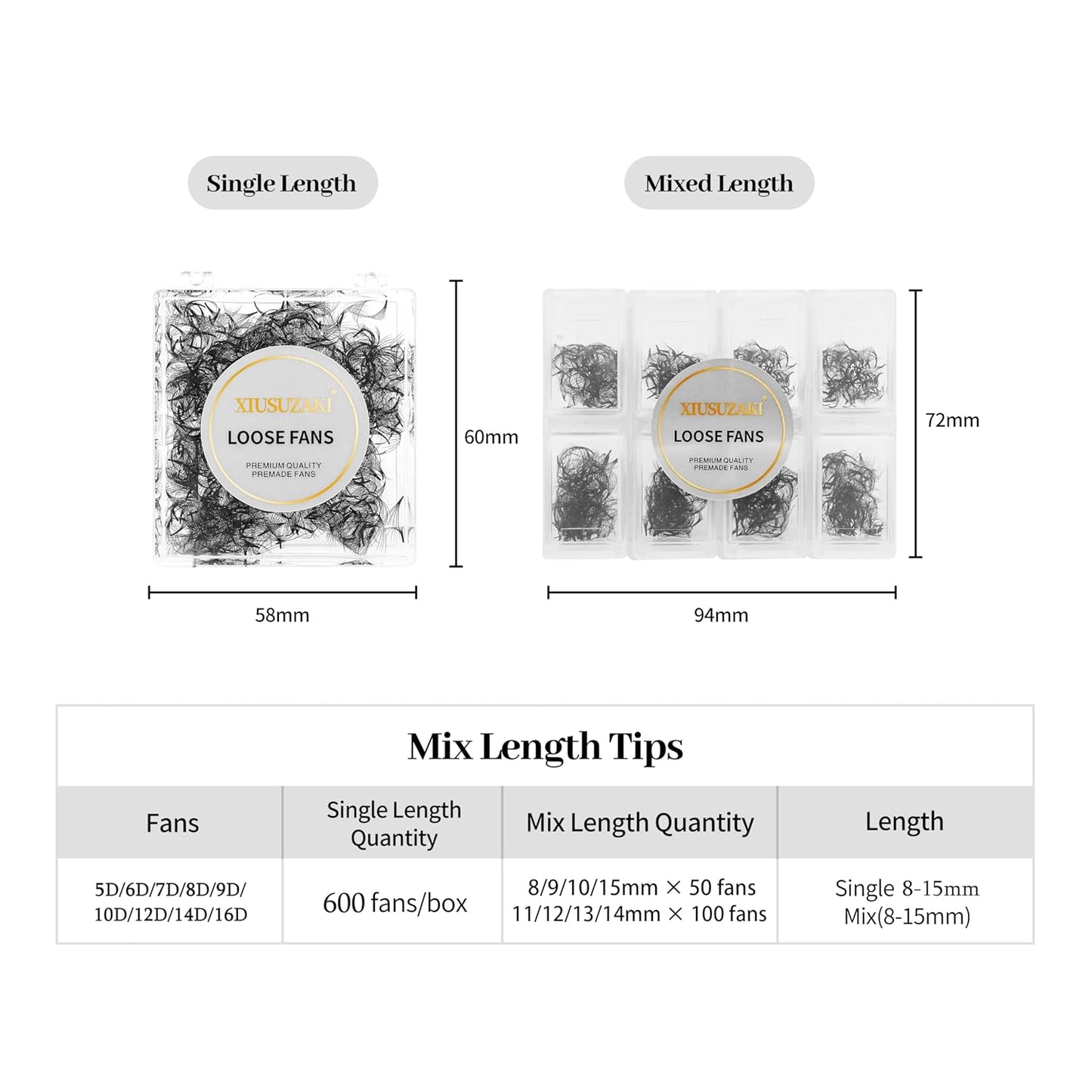 Premade Fans Eyelash Extensions 600 Fans 12D Volume Lash Extensions 0.03 Thickness Eyelash Extension C Curl Premade Lash Fans Mix 8-15mm Fluffy Soft Handmade Loose Fan(600Fans-12D-0.03-C,8-15mm)