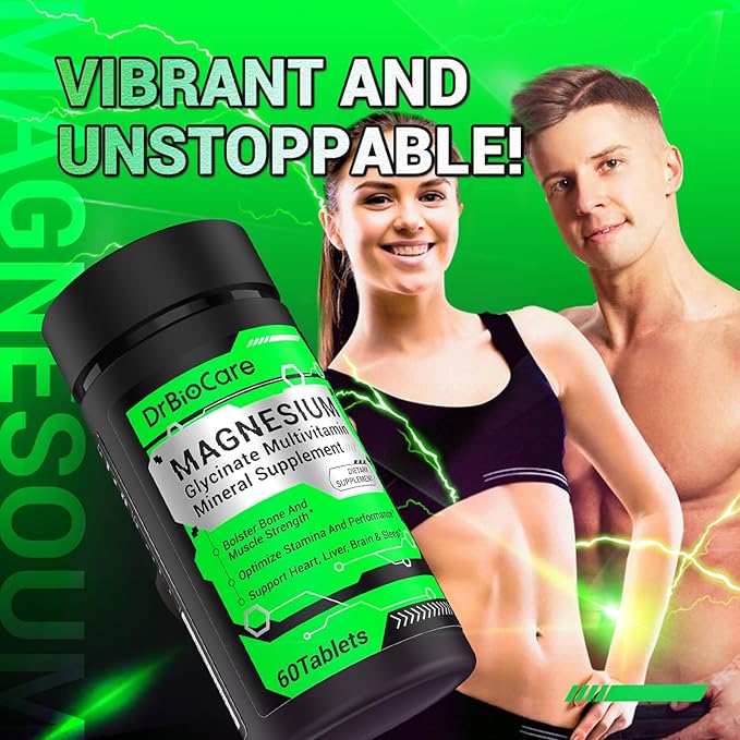 Energy Boost & Magnesium Glycinate, Contains Vitamin D3, Vitamin C, Turmeric Supplement, Ashwagandha Supplement, Milk Thistle, Calcium Supplement & Magnesium Supplement 60 Tablets