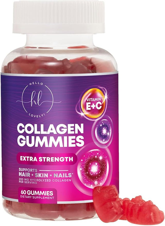 Collagen Peptides for Women - Collagen Gummy with Biotin for Hair, Skin, Nail, Bone & Joint Support, Extra Strength Hydrolyzed Collagen Peptides Supplement for Women & Men, Non-GMO - 60 Gummies