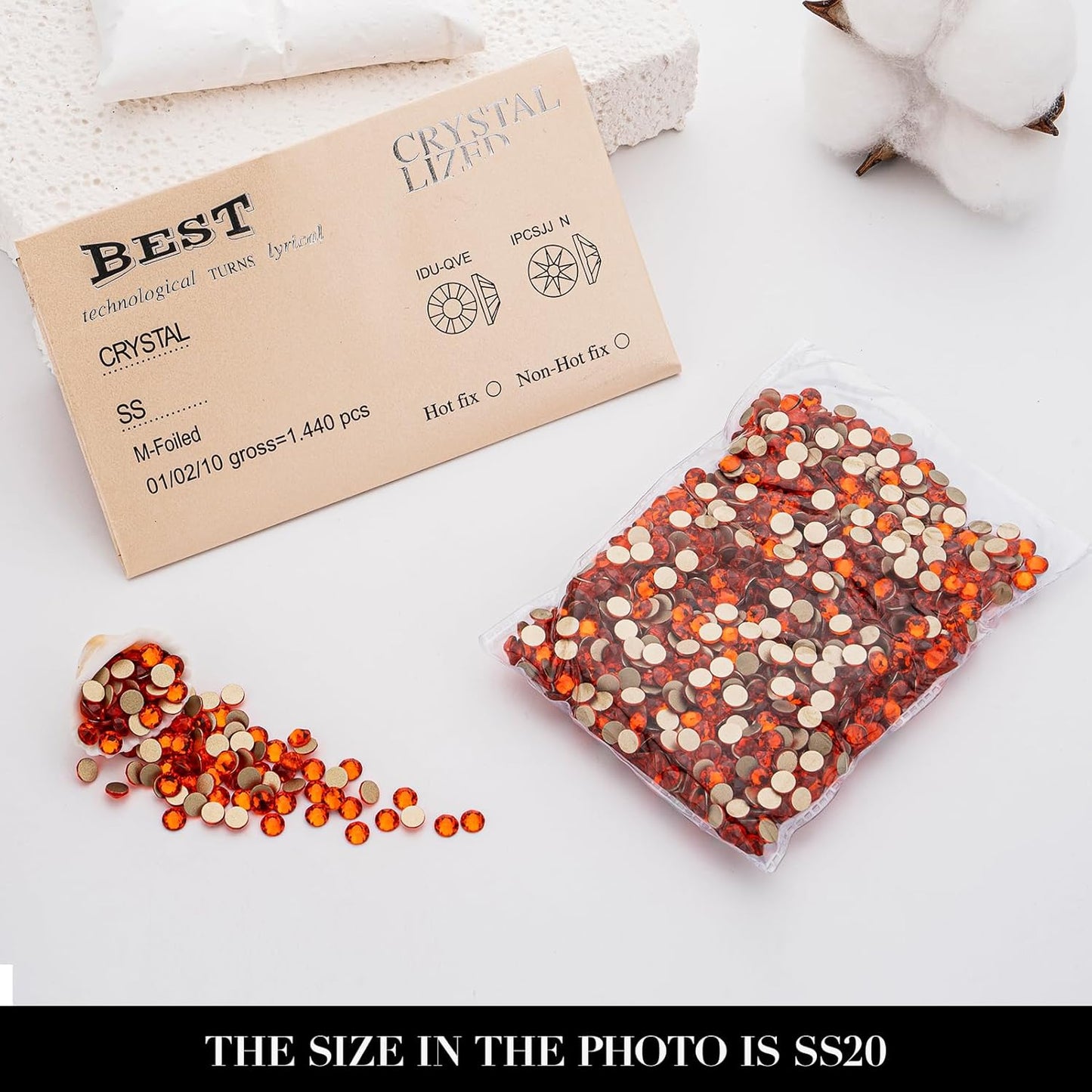 Novani Hyacinth/Orange Rhinestones 1440pcs Flat Back Round Rhinestone Style 2088 Sparkly Crystal Gemstones for Nail Art and Crafting SS20,4.6-4.8mm