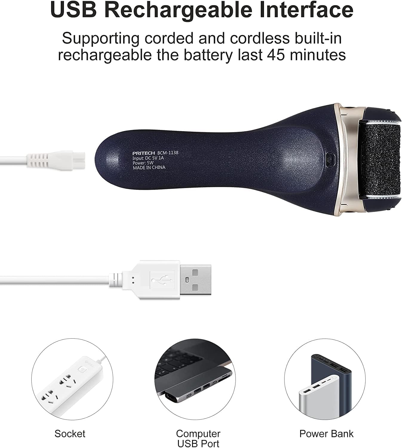 Electric Foot Callus Removers, Portable Electronic Foot File Pedicure Tools, Electric Callus Remover Kit, Professional Pedi Feet Care for Dead, Hard Cracked Dry Skin (Black)