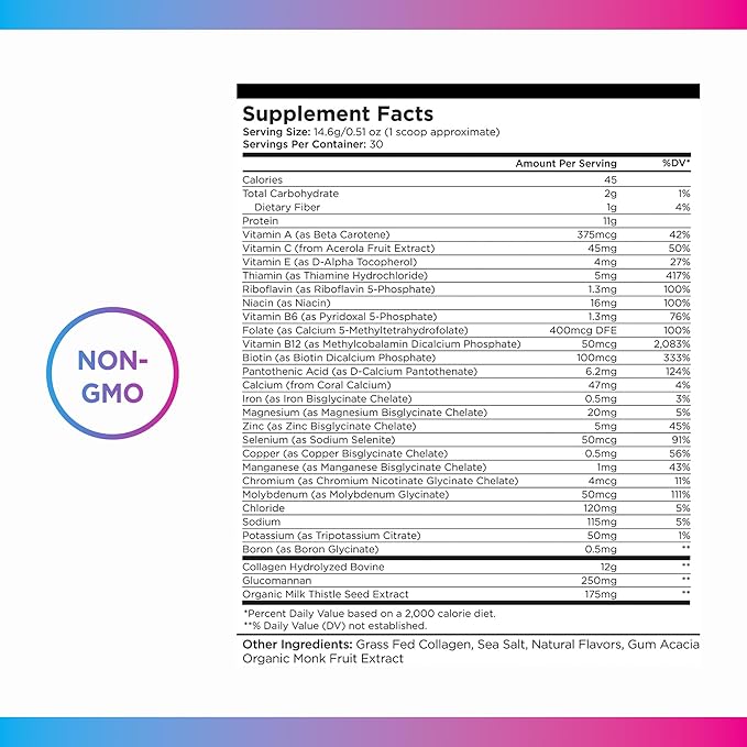 Livingood Daily Collagen Powder for Women & Men (Vanilla) - Grass-Fed Hydrolyzed Collagen Peptides, Protein & Multivitamins for Healthy Hair, Skin & Nails - Keto & Paleo, Gluten Free - 30 Servings