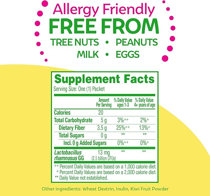 Culturelle Kids Probiotic + Fiber Packets (Ages 1+) - 24 Count - Digestive Health & Immune Support - Helps Restore Regularity (Packaging may vary)