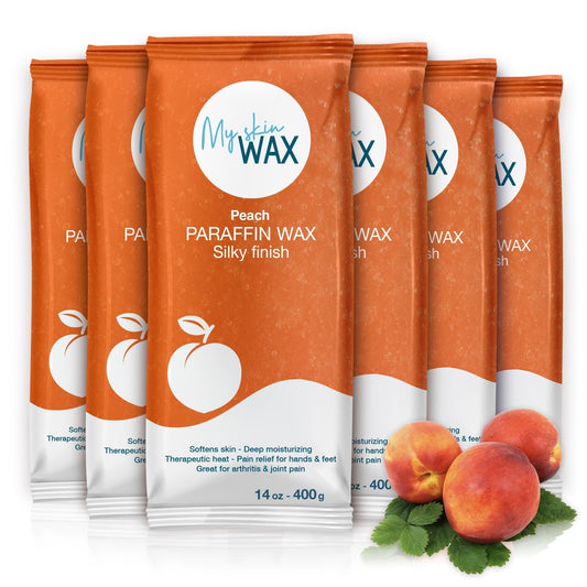 Paraffin Wax Refills Maxi Pack for Hands and Feet Bath – 6 Large Blocks 5.25 lb Peach Scent, Moisturizing Non-Greasy Wax for Arthritis Relief, Pedicure, Home Spa