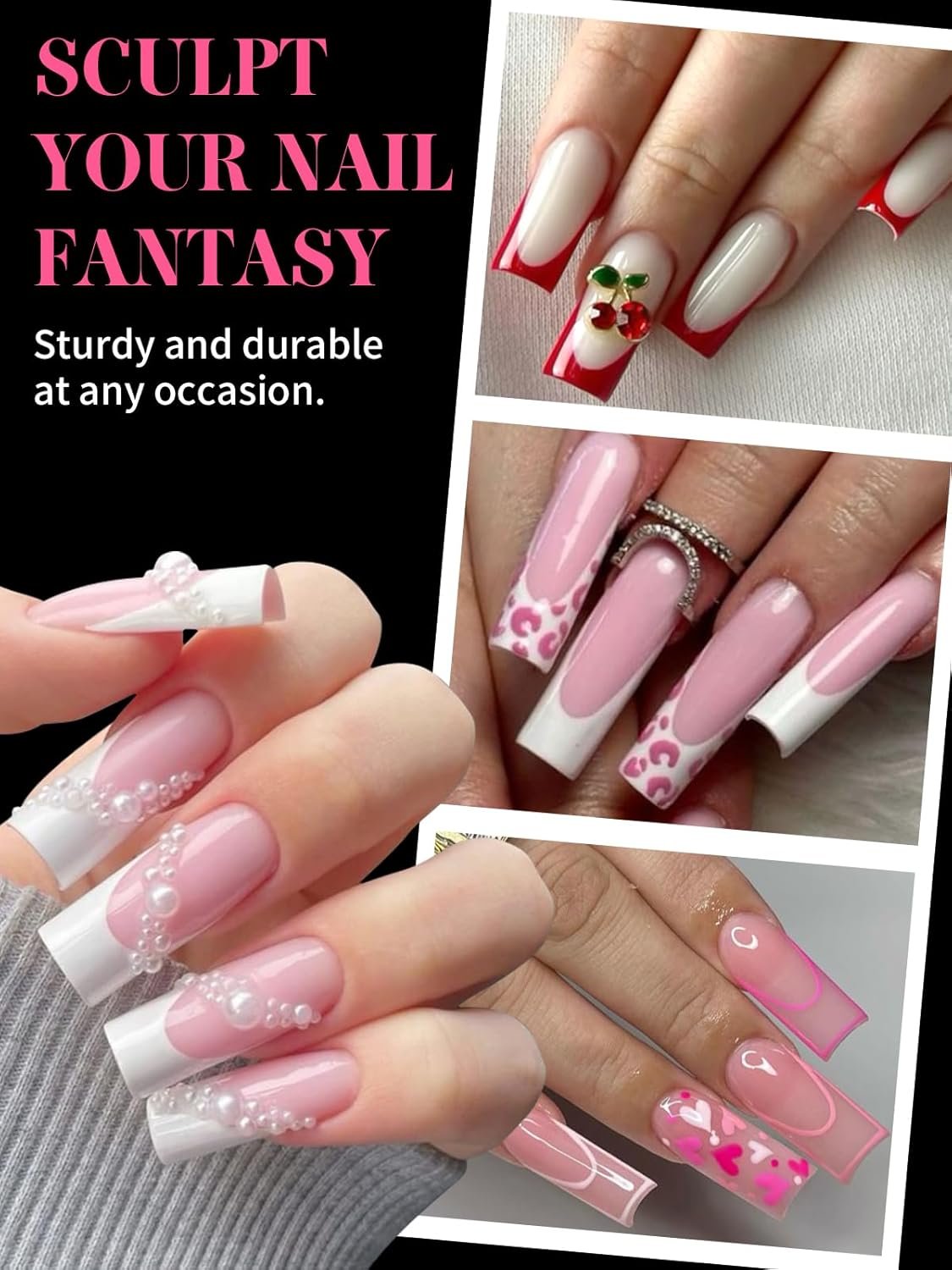 EBANKU Dual Nail Forms for Poly Extension Gel, 150 PCS Nail Molds Reusable 15 Sizes Nail Extension Forms for Builder Gel Manicure Design Salon DIY