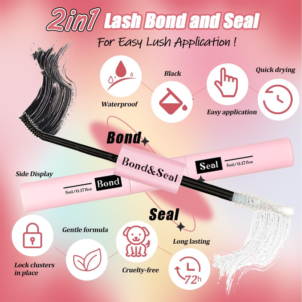 DIY Lash Extension Kit 590Pcs 9-18mm D Curl Lashes Clusters with Lash Bond and Seal Glue Remover Lash Shampoo Cleansing Brush Headband Wristband Tweezers Eyelash Brush Applicator