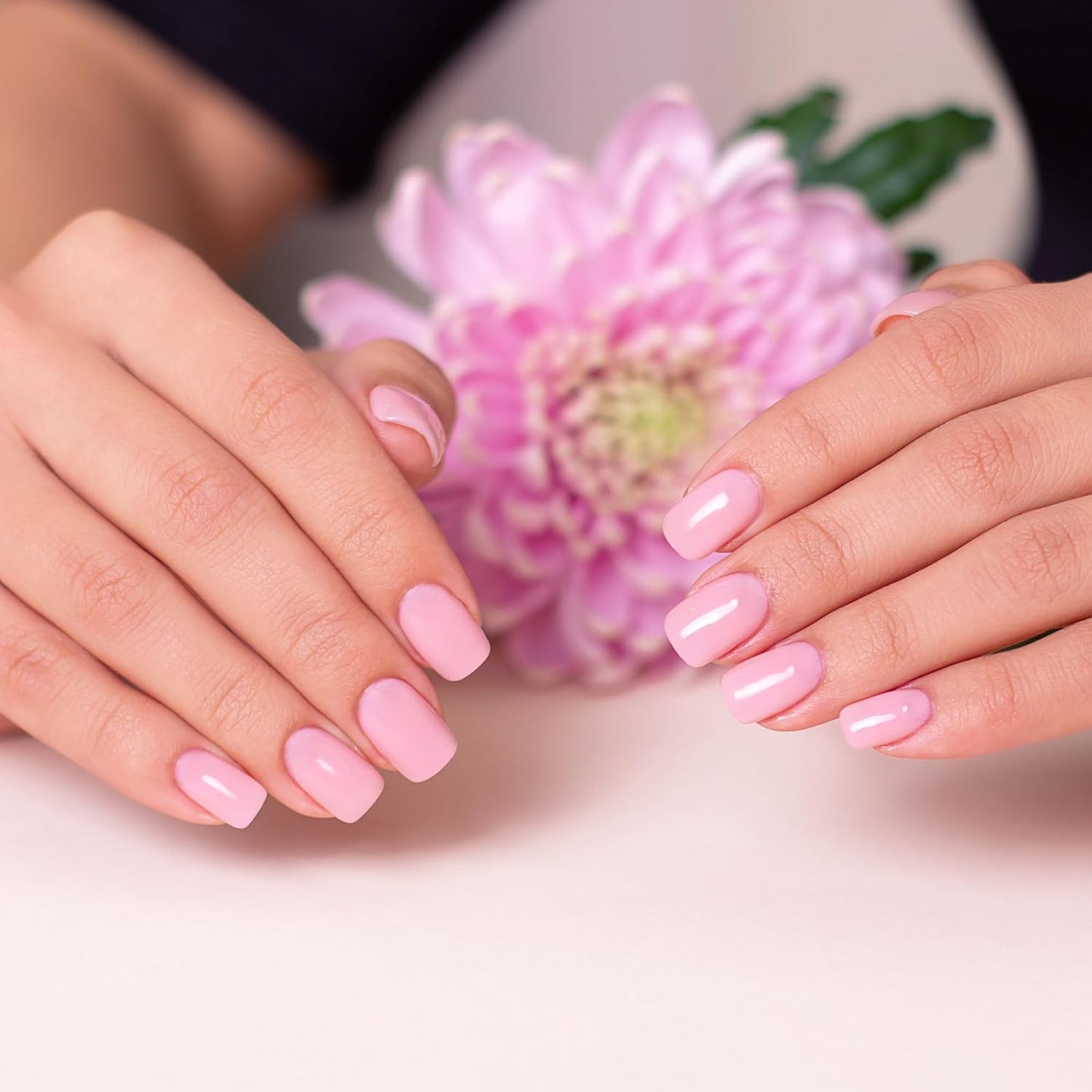 Semi Cured Gel Nail Strips-Multi-Size Semi Gel Press On Nails Stickers Sports & Shower Safe,Glossy Press Ons for Mom & Busy Lifestyle Works with Any UV/LED Lamps(Pink)