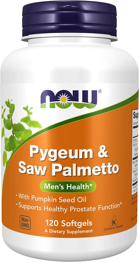 NOW Foods Supplements, Pygeum & Saw Palmetto with Pumpkin Seed Oil, Men's Health*, 120 Count(Pack of 1)