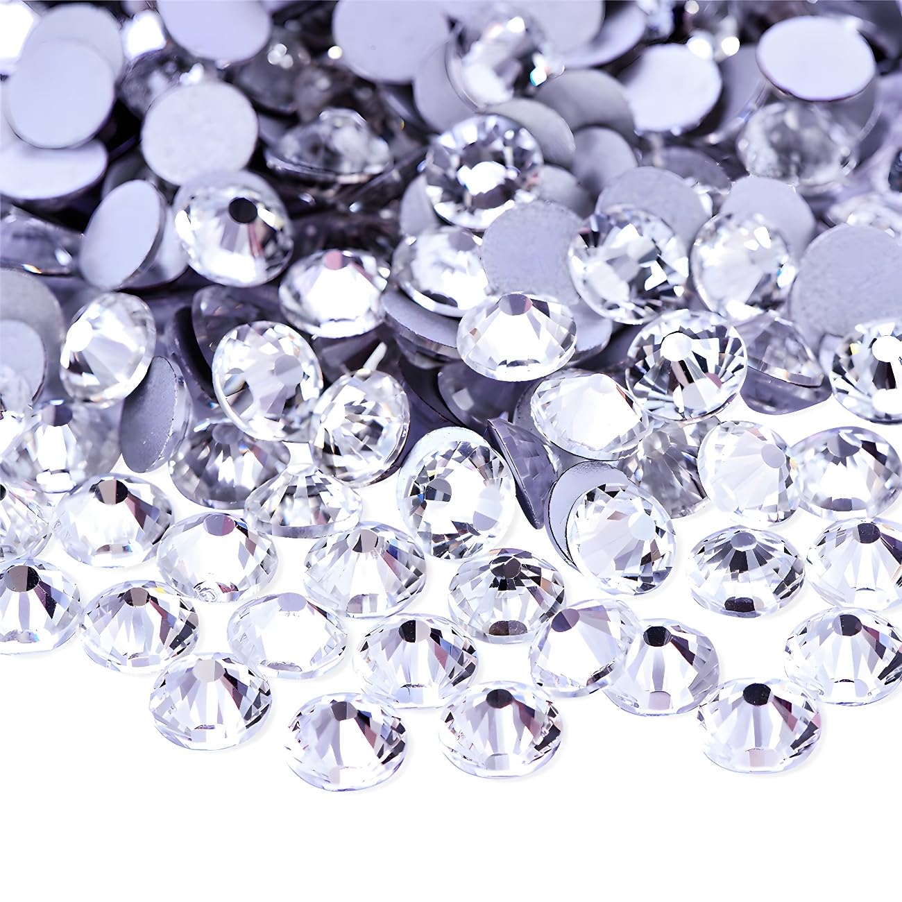 Flatback Rhinestones Round Gems for Nails Art and Crafts 4000Pcs SS6 2mm Glitter Crystals Stone DIY Bags Clothes Shoes (White)