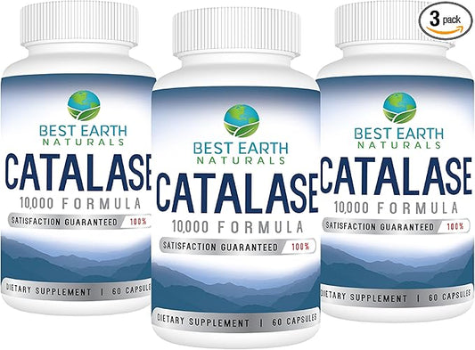Best Earth Naturals Catalase Supplement 10,000 with Saw Palmetto, Biotin, Fo-Ti, PABA - Hair Supplements for Strong Hair - 180 Capsules - Pack of 3 (90-Day Supply)