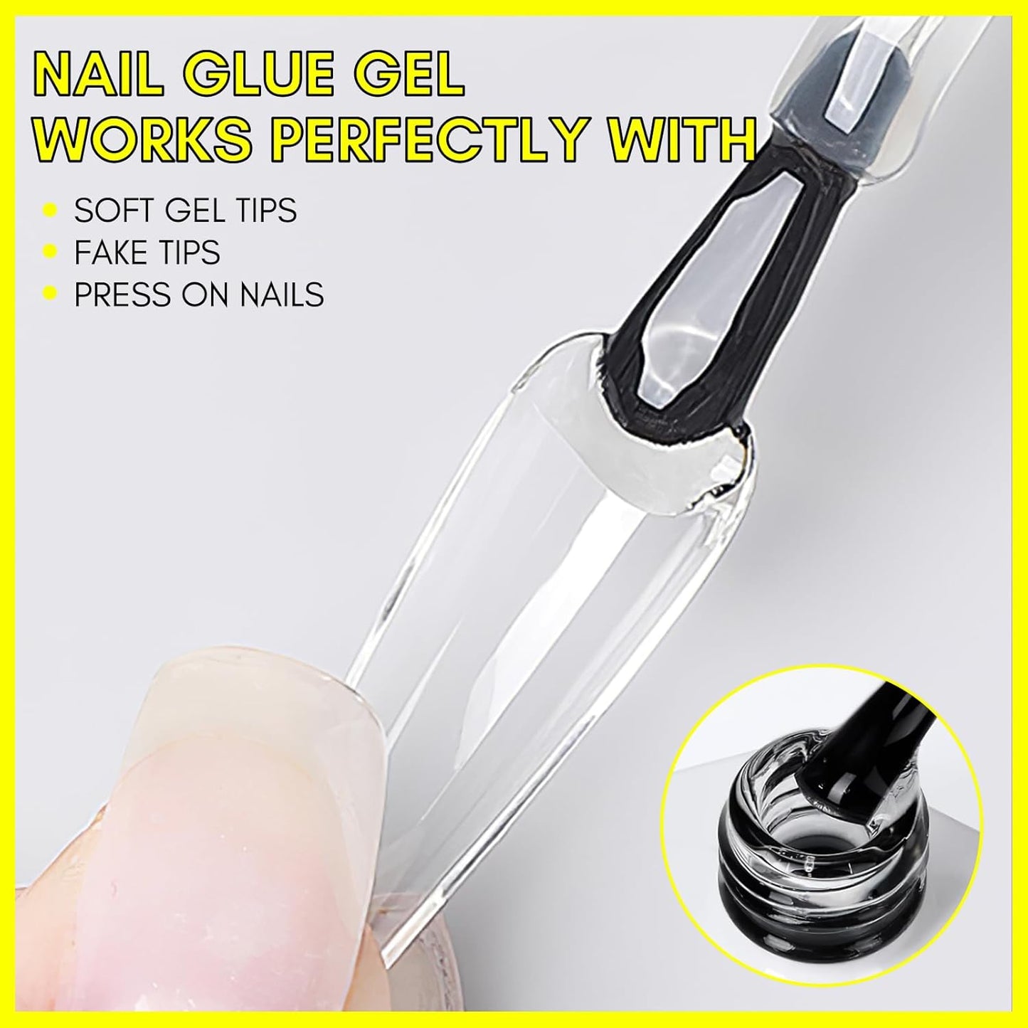 Makartt Gel Nail Glue: 3 in 1 Nail Glue for Acrylic Nails Extension Super Strong Adhesive Bond Long Lasting Brush on Glues for Tips, Base Coat & Slip Solution, & Stick Rhinestone, Curing Needed, 15ml