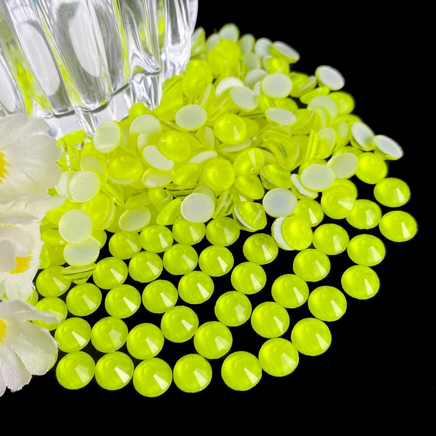 Flatback Glass Rhinestones,Bedazzler Gems 288pcs Non Hotfix Crystal Rhinestones for Nail Charms Crafts Clothes Tumblers,Yellow Neon,SS30