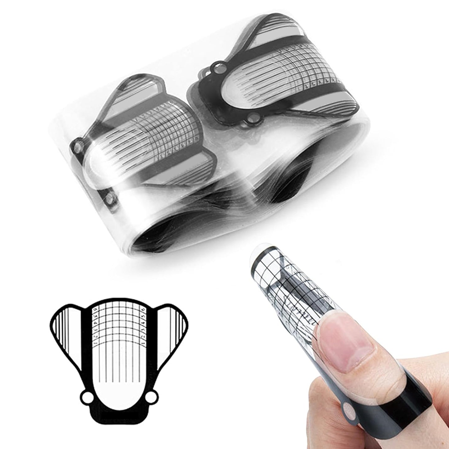 SULLMARNail Forms for Gel Builder Self Adhesive NailExtension Stickers for Poly nail Gel and Acrylic with Tip Sculpting NailForms Nail Art for Home & Salon (Black 200)