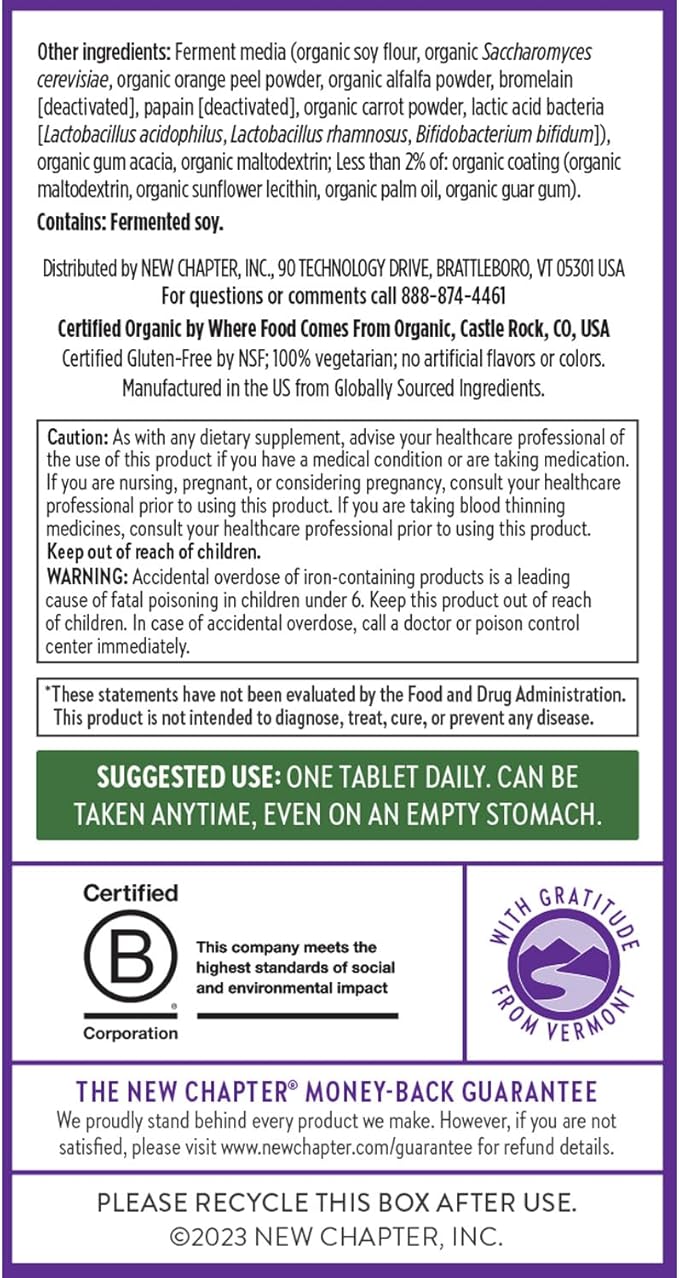 New Chapter Women's Multivitamin for Immune, Beauty + Energy Support with 20+ Nutrients -- Every Woman's One Daily, Gentle on the Stomach, 72 Count