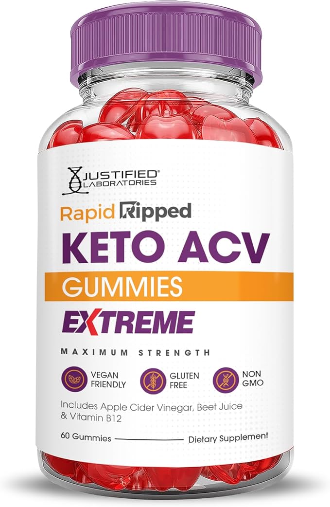 (2 Pack) Rapid Ripped Keto ACV Gummies Extreme 2000MG Rapidripped Keto Gummies Apple Cider Vinegar Formulated with Pomegranate Beet Juice Powder B12 Vegan Non GMO 120 Gummys