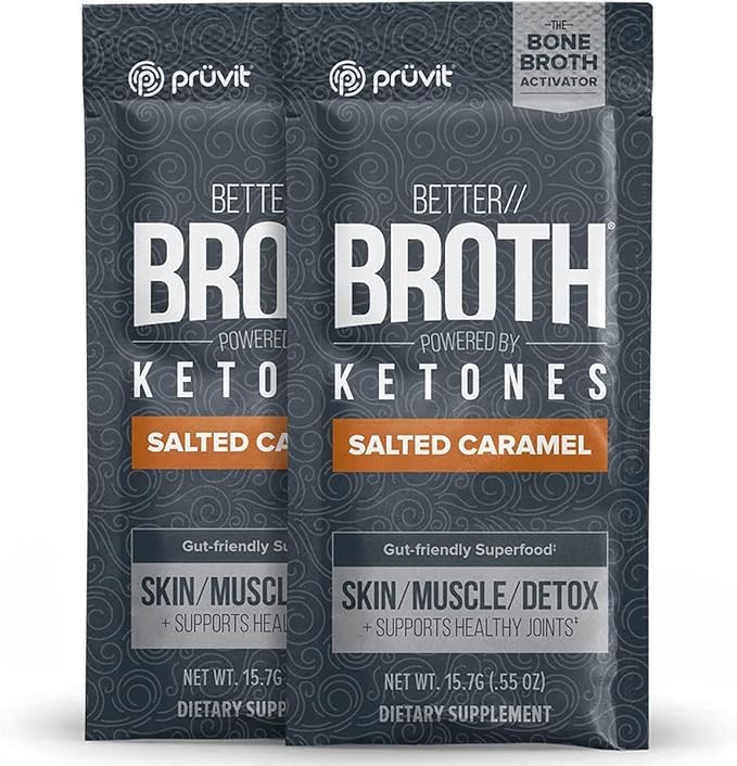 Pruvit Better Broth Salted Caramel for Joint Support, Muscle Recovery and for Improving The Appearance of Skin and Hair - 20 Count