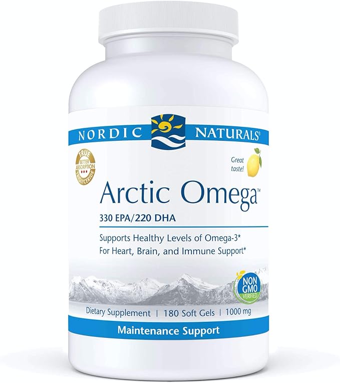 Nordic Naturals Arctic Omega, Lemon Flavor - 690 mg Omega-3-180 Soft Gels - Fish Oil - EPA & DHA - Immune Support, Brain & Heart Health, Optimal Wellness - Non-GMO - 90 Servings