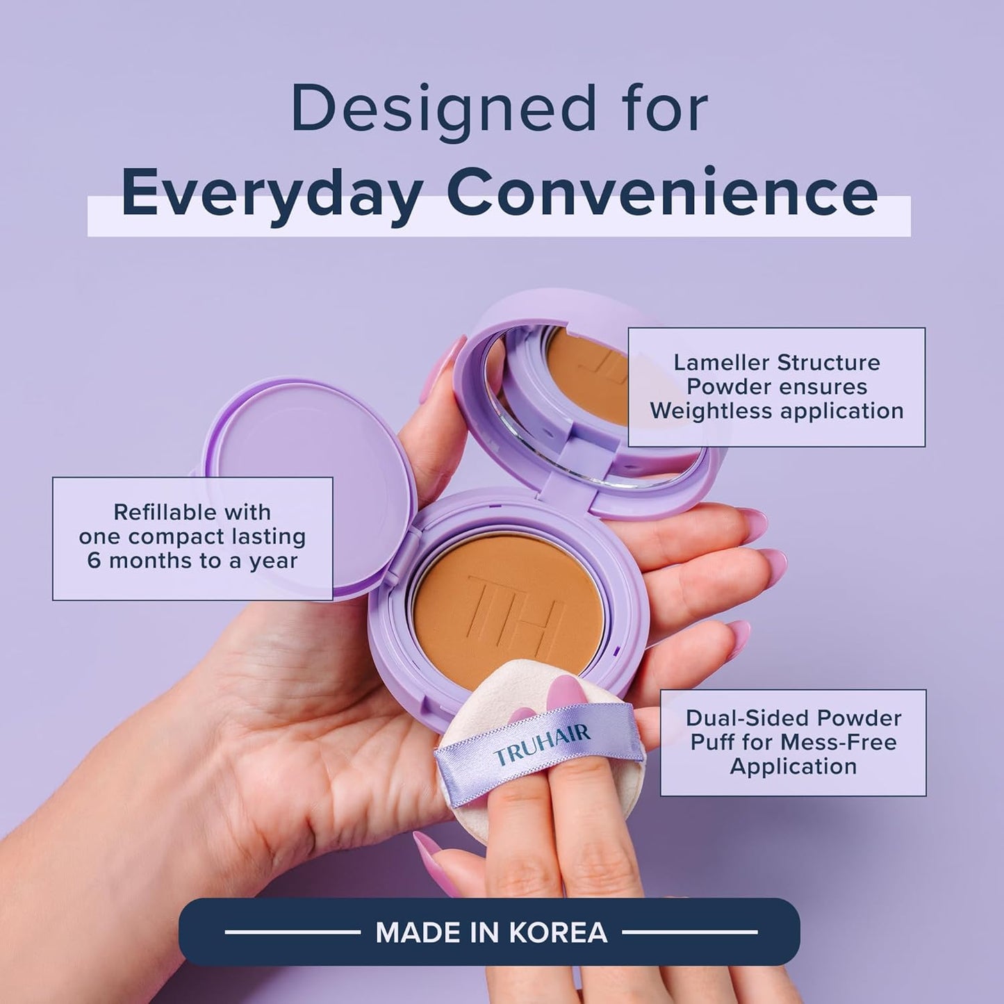 TRUHAIR Root & Scalp Cover Up Pressed Powder Compact, Waterproof, Weightless Hair Coverage & Bald Spot Concealing, Root Touch Up Hair Color for Gray Coverage & Thinning Areas, 0.35 Oz (Gray)