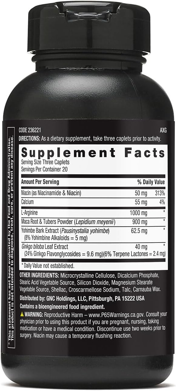GNC Maca Man, Maca Root Arginine for Enhanced Blood Flow - 60 Vegetarian Capsules