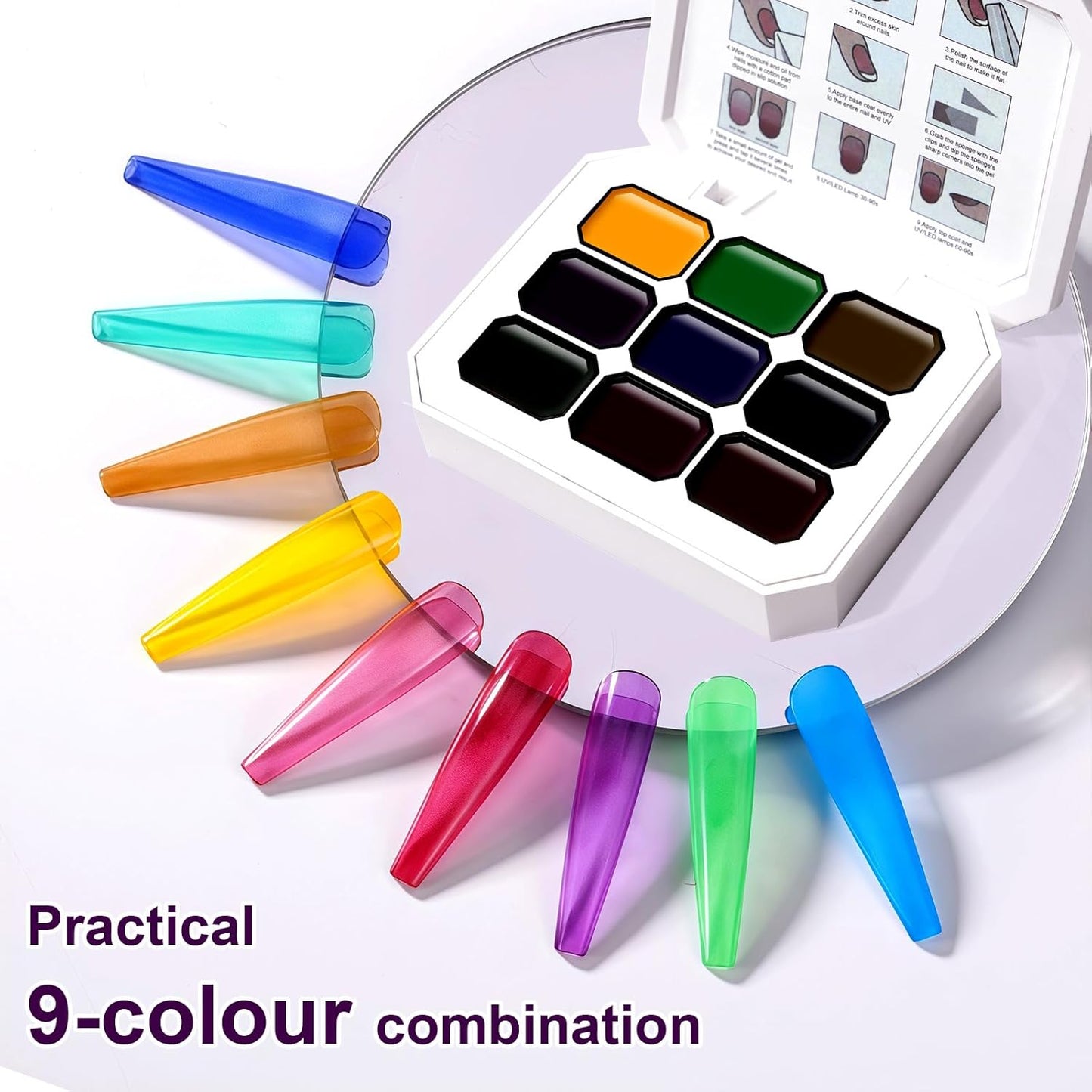 Gradient Painting Gel, 9 Colors Ombre Gel Nail Polish Glazed Colors for Pigment Pat Aura Nails French Manicure Soak Off UV Long-lasting High-glossy Home Nail Salon Dopamine Fructose