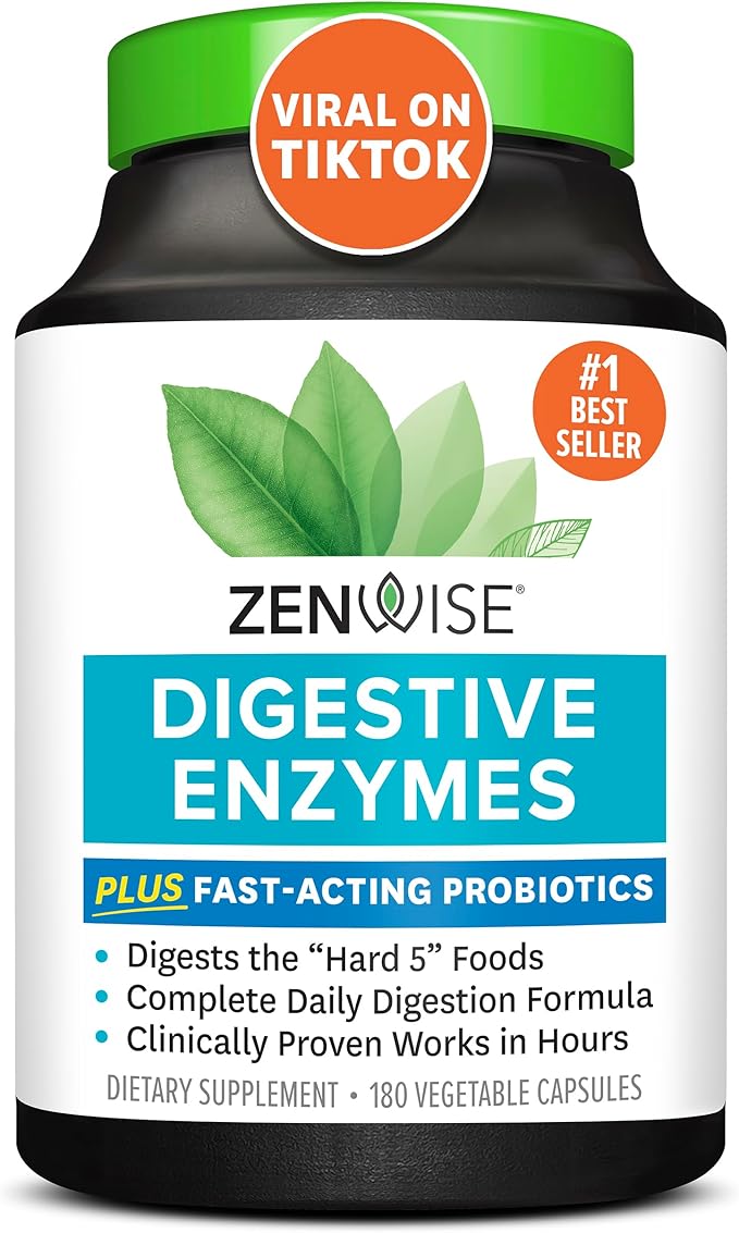 Zenwise Health Digestive Enzymes for Gut Health - Probiotic Multi Enzymes with Prebiotics and Probiotics for Women and Men for Digestive Health and Bloating Relief, Daily Enzymes for Digestion -180 CT