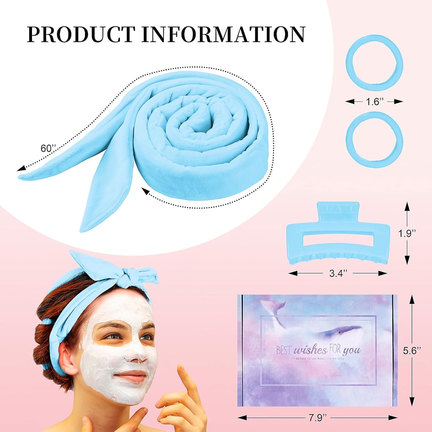 Heatless Curling Rod Headband, Upgraded 60" Extra Long Heatless Curls Headband Soft Hair Curlers to Sleep In Hair Rollers No Heat Curls (Blue)