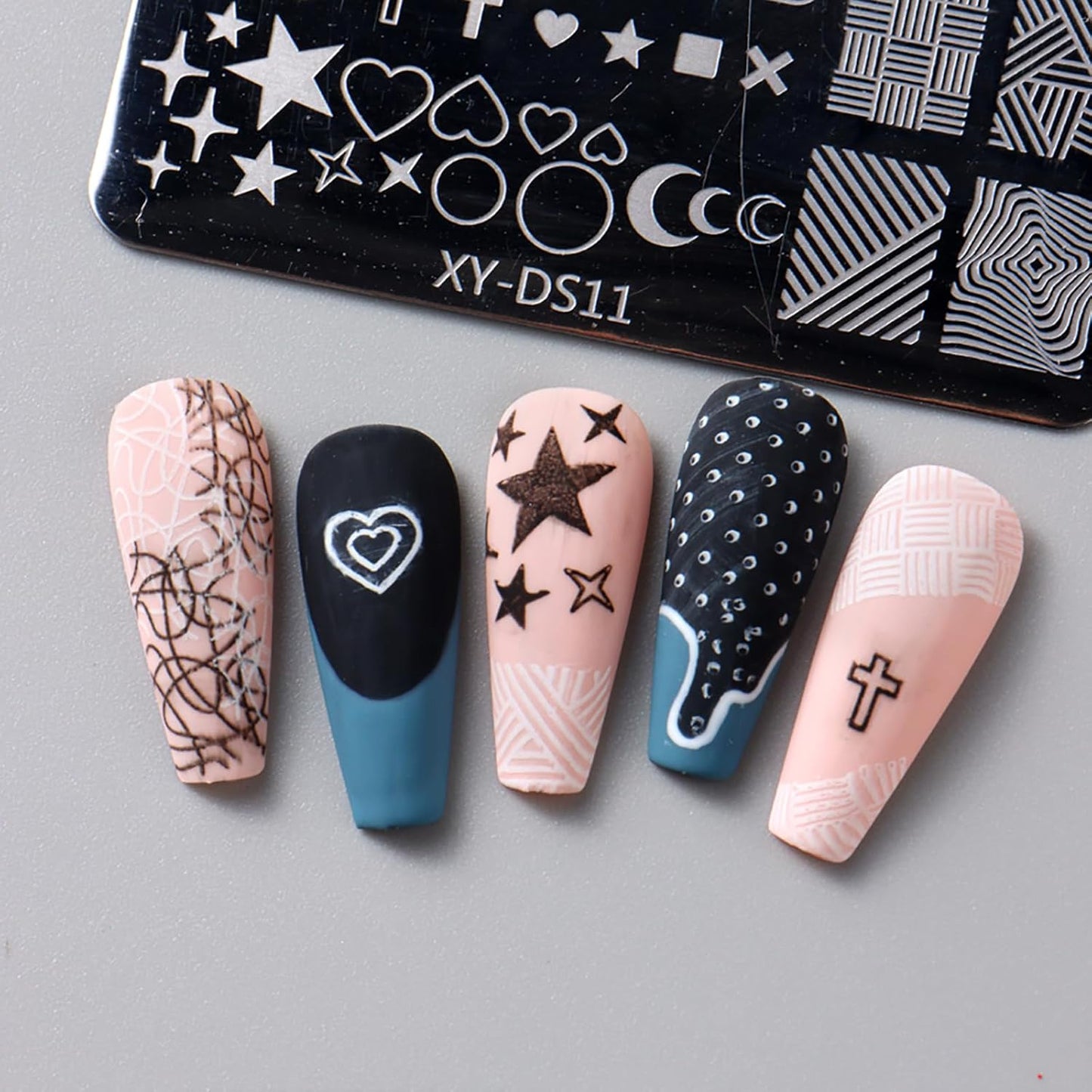 Valentine Nail Art Stamping Plate Kit,Love Heart Butterfly Flower Cat Design Stamp Templates,Love Words Stamp Templates Kit,Valentines Romantic Metal Nail Plates for DIY Printing Decor 4Pcs