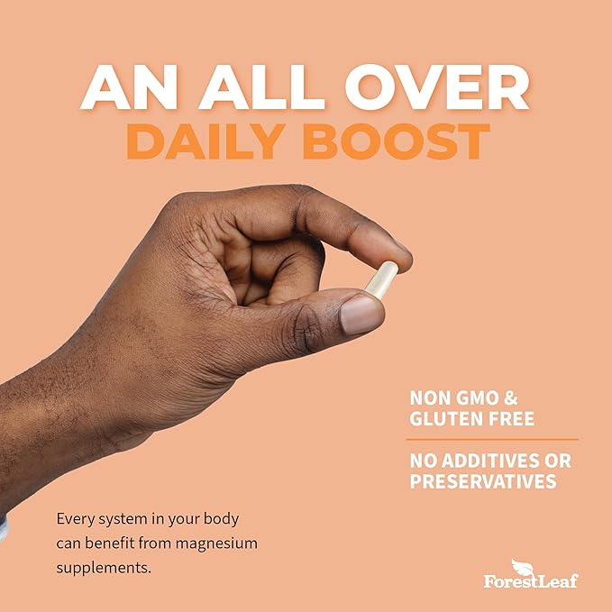 ForestLeaf Magnesium Complex 500mg - Magnesium 500mg Capsules - Magnesium Supplement 500 mg - Magnesium for Sleep, Magnesium for Constipation - Magnesium Supplement for Women (120 Ct)