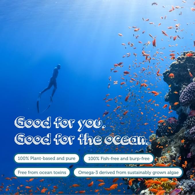 Testa Omega-3 Supplement - Vegan Based Omega 3 DHA EPA Capsules from Algae - Omega 3 Fatty acids - Supports Heart, Brain & Joint Health - Plastic Negative, RTG, and Kosher - Two Months Supply