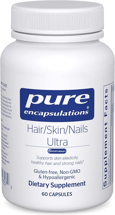 Pure Encapsulations Hair/Skin/Nails Ultra - Supplement for Collagen, Anti Aging, Keratin, Antioxidants, Skin Hydration, Hair, and Nails* - with Biotin, Vitamin C, and More - 60 Capsules