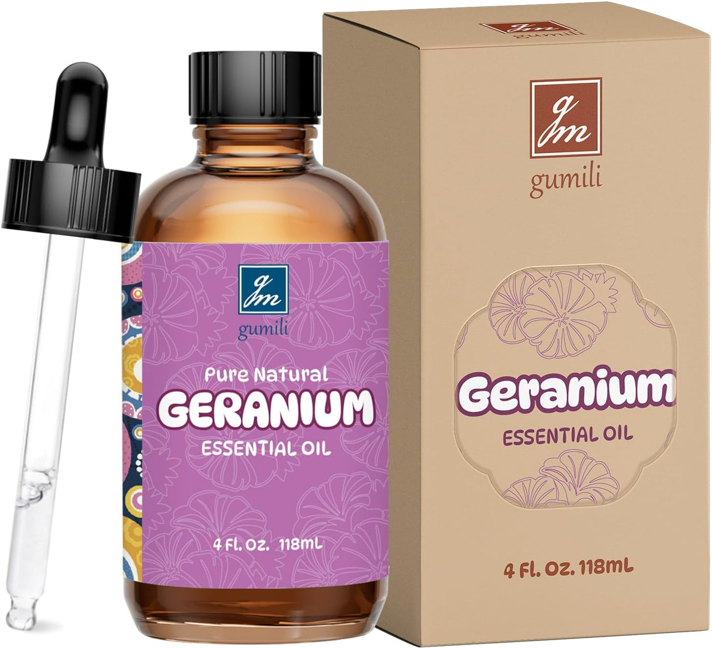 Geranium Essential Oil 4 Oz, 100% Pure Geranium Oil for Diffuser, Skin, Hair, Face, Soap & Candle Making, Aromatherapy & Massage