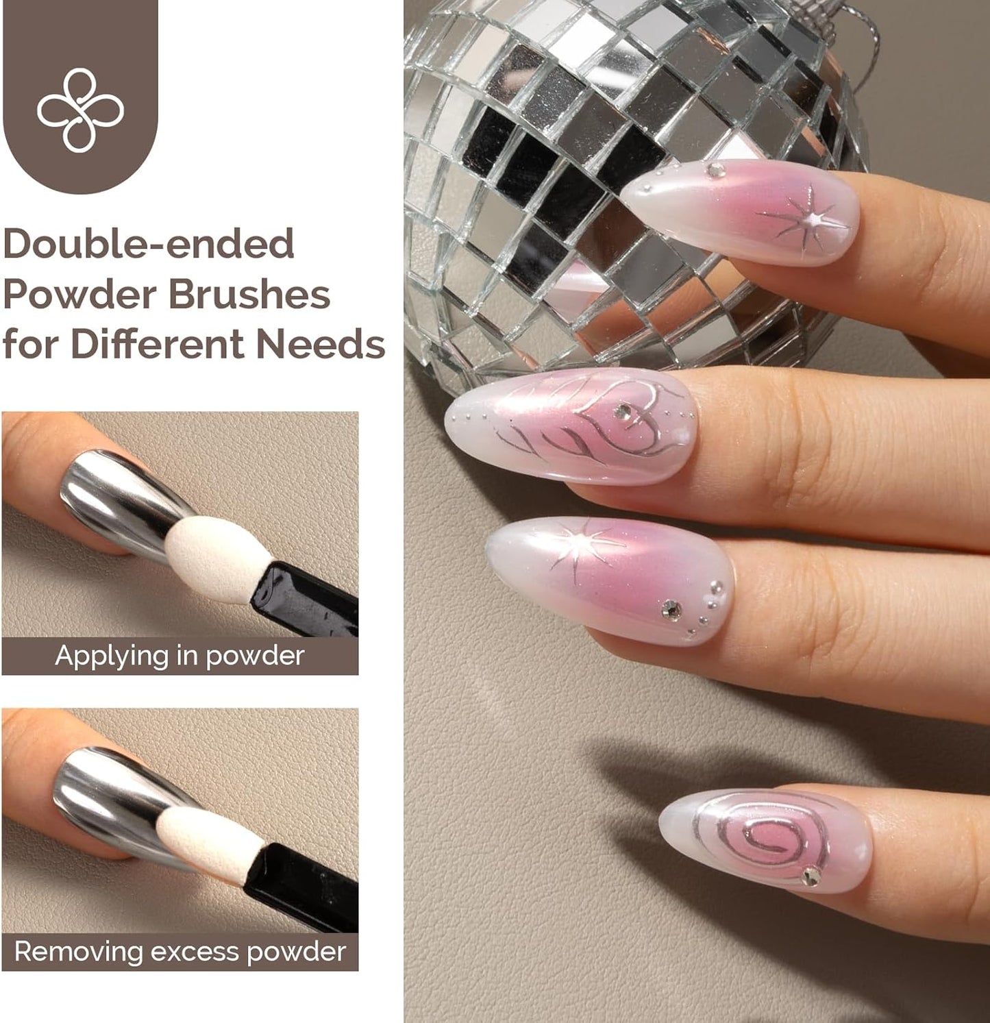 MelodySusie Sliver Chrome Nail Powder for Gel Nails,Metallic Mirror Effect Pigment Stylish and Technological Silver Fine Glitter for Home DIY Salon Use