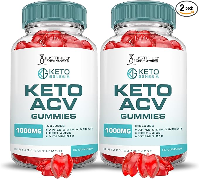 (2 Pack) Keto Genesis Keto ACV Gummies Advanced Formula 1000MG Keto Genesis Keto Gummies Apple Cider Vinegar Formulated with Pomegranate Beet Juice Powder B12 Vegan Non GMO 120 Gummys