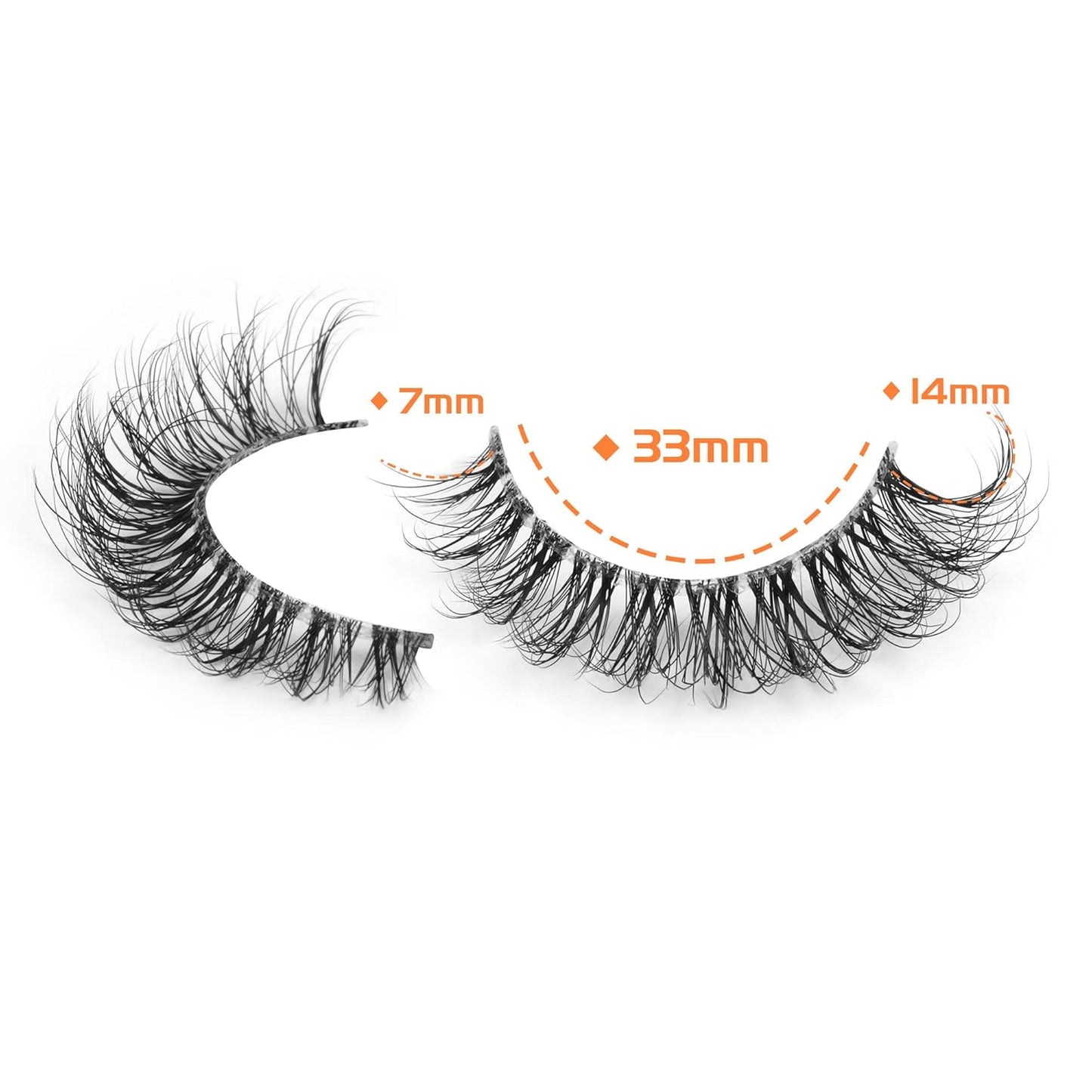 JIMIRE Demi-wispies Faux Mink Eyelashes with Clear Band Russian Strip Lashes Fluffy Natural Look Wispy Light 13MM Short False Eyelashes Invisible Small 3D Fake Lashs Pack 7 Pairs