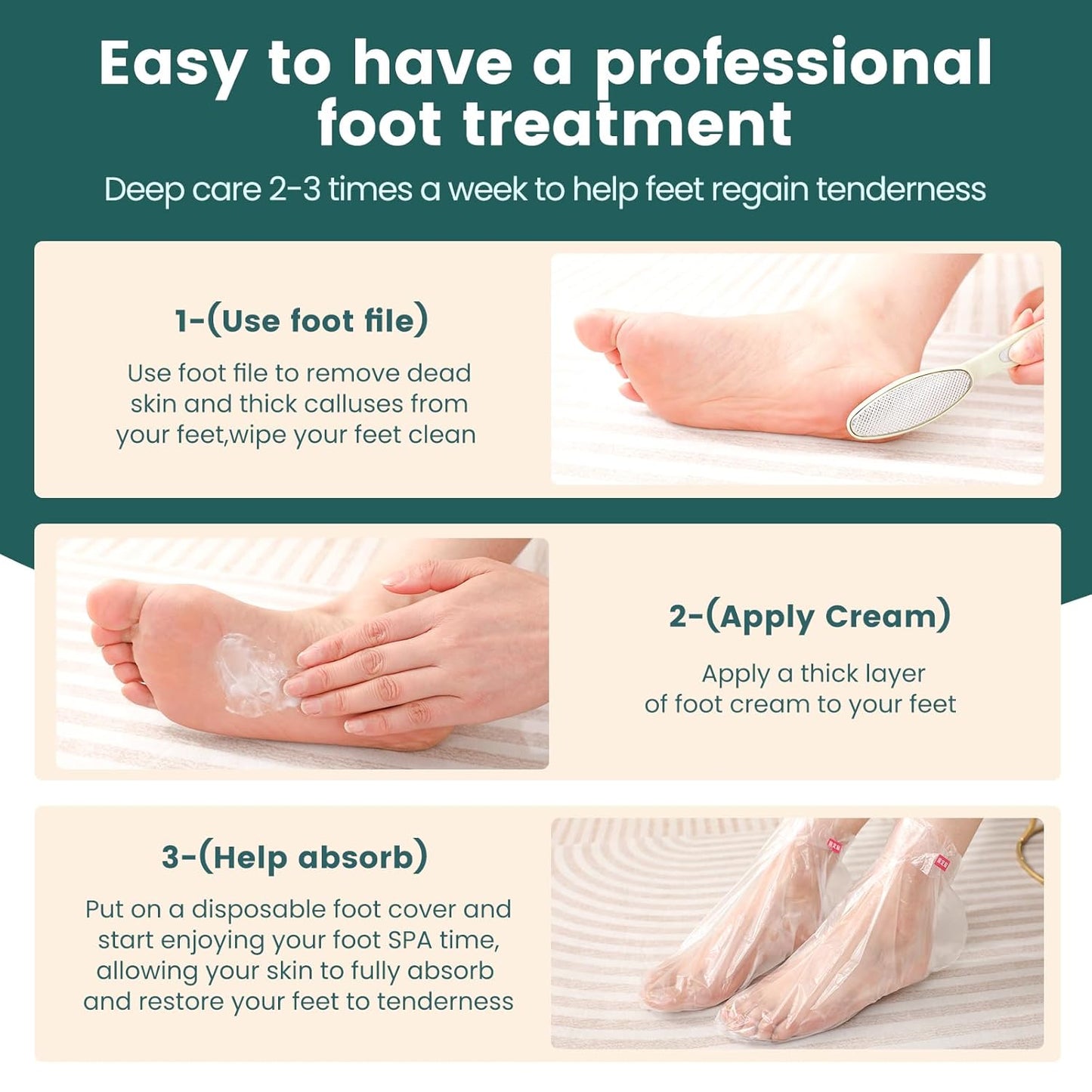Urea Cream 45% for Feet with Maximum Strength Moisturizing, with 2% Salicylic Acid, for Dry and Cracked Heel, Foot, Elbows, Dead Skin Calluses Remover, 5.29 OZ, Foot File, Foot Mask Cover (10 pairs)
