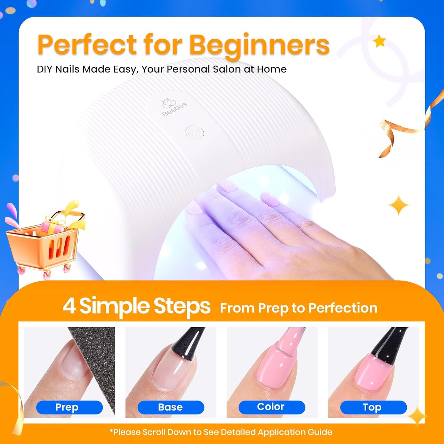 Beetles Gel Nail Polish Kit with UV Light - 31Pcs Nail Polish Set Popular Color Gel with Base and Matte&Glossy Top Coat Soak Off All Season DIY Manicure Kit Art Gifts for Women Teen Girls