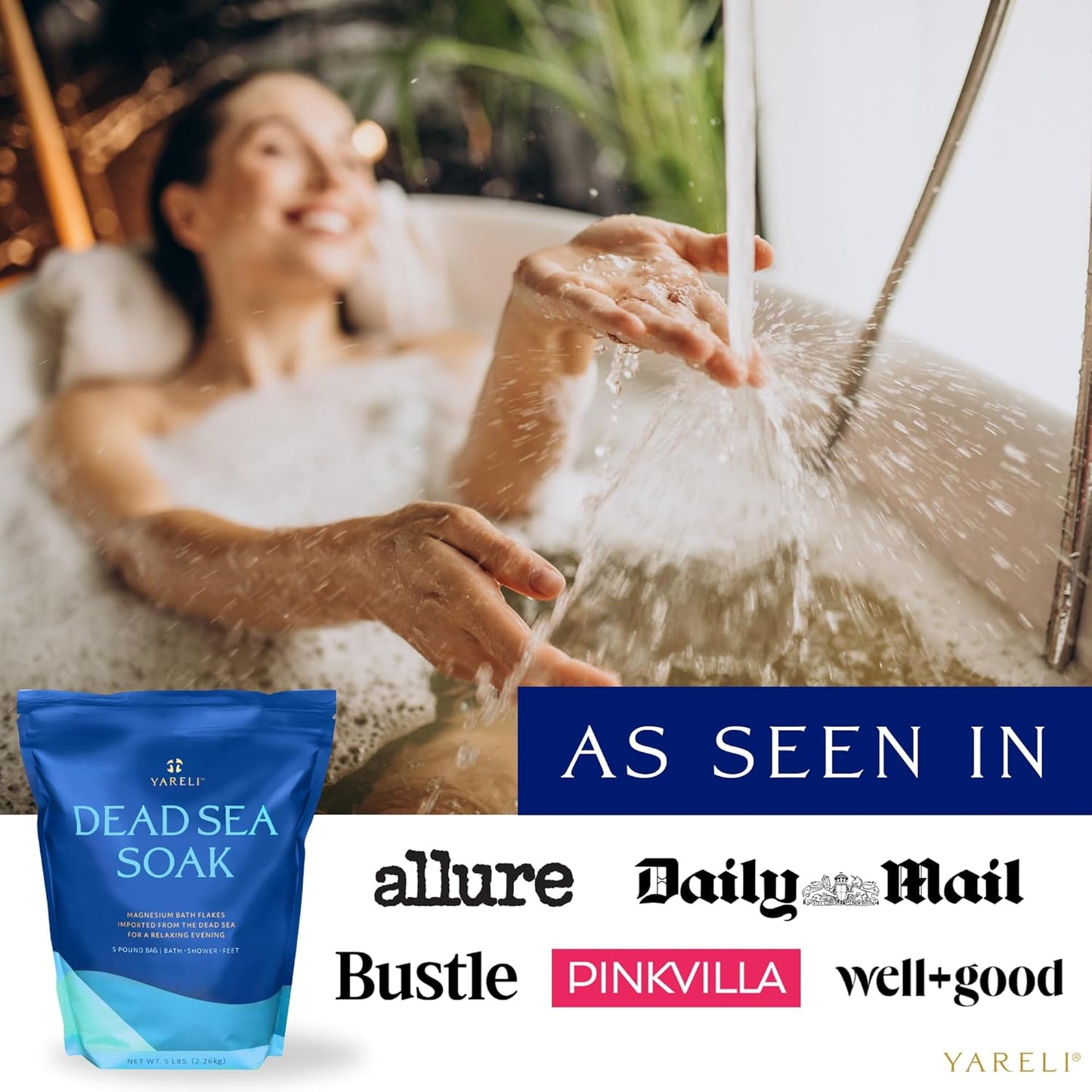 Magnesium Flakes, 15lb, Dead Sea Bath & Foot Soak, Alternative to Epsom Salt with Over 800,000mg of Magnesium Chloride Per Bag